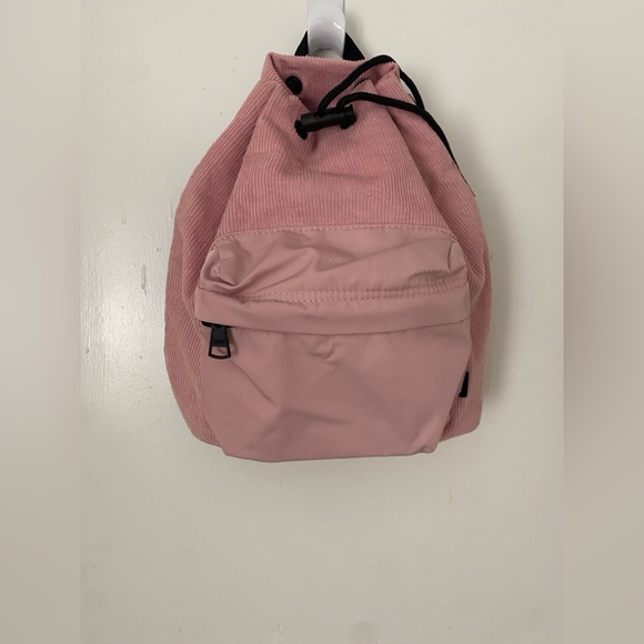 Vans Pink Corduroy Drawstring Backpack with Front Zip Pocket - Picture 3 of 8